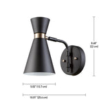 Globe Electric Belmont 1-Light Satin Black Hourglass Wall Sconce