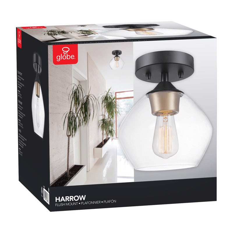 Globe Electric Harrow 9.1 in. H X 8 in. W X 8 in. L Matte Black Ceiling Light