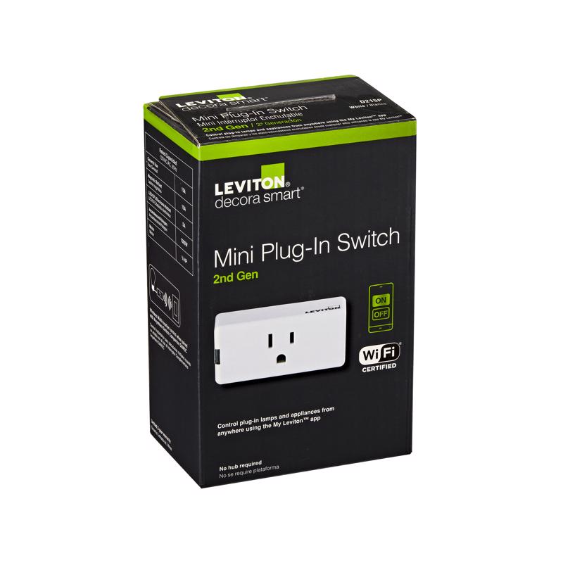 Leviton Decora Smart Grounded 1 outlets Smart-Enabled Mini Plug-In Adapter 1 pk
