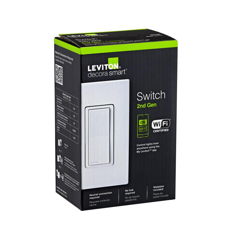 Leviton Decora 15 amps WiFi Smart Switch White 1 pk