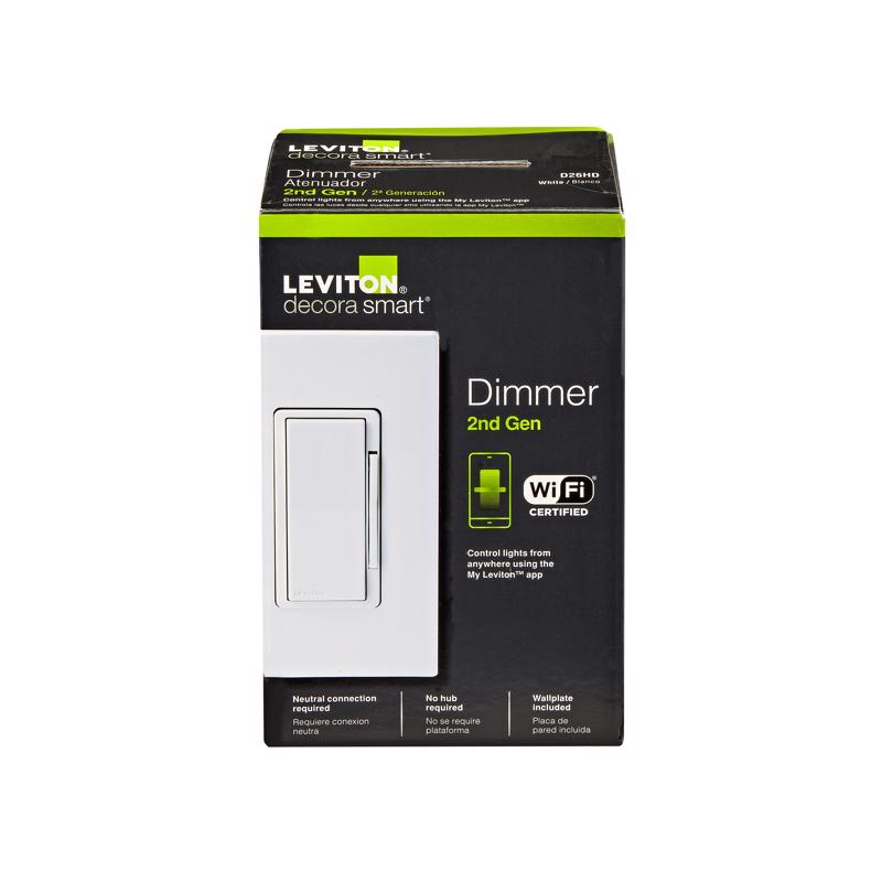 Leviton Decora White 600 W Toggle Smart-Enabled Dimmer Switch 1 pk