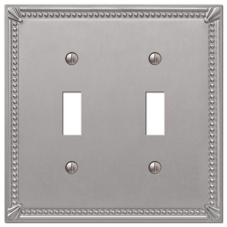 Amerelle Imperial Bead Brushed Nickel 2 gang Die-Cast Metal Toggle Wall Plate 1 pk