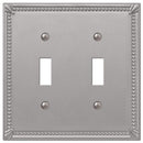 Amerelle Imperial Bead Brushed Nickel 2 gang Die-Cast Metal Toggle Wall Plate 1 pk