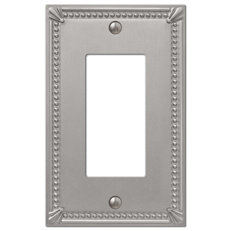 Amerelle Imperial Bead Brushed Nickel 1 gang Metal Decorator Wall Plate 1 pk