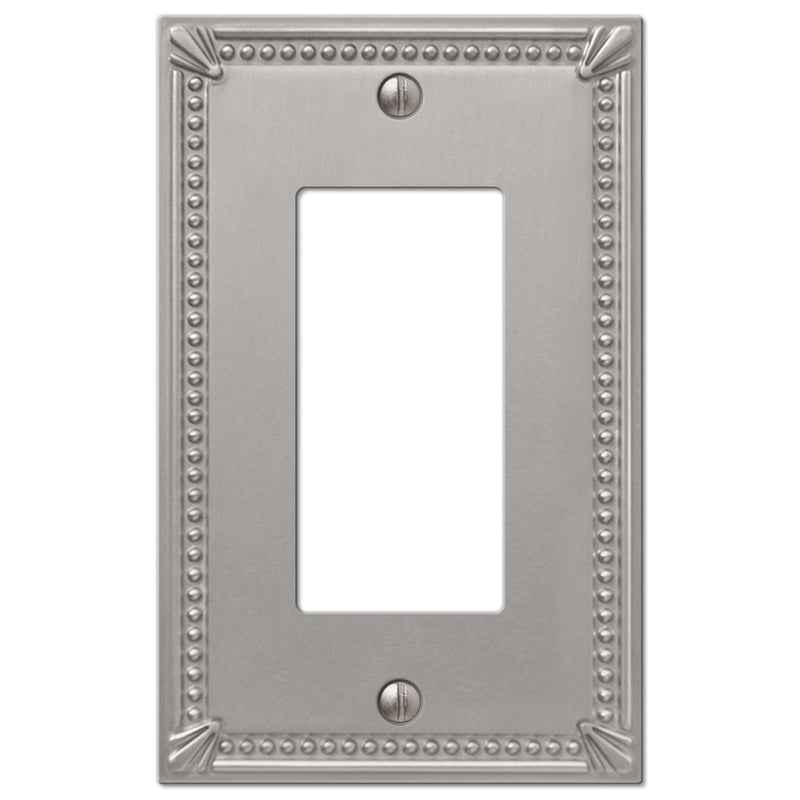 Amerelle Imperial Bead Brushed Nickel 1 gang Metal Decorator Wall Plate 1 pk