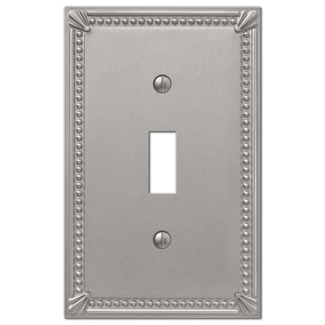 Amerelle Imperial Bead Brushed Nickel 1 gang Metal Toggle Wall Plate 1 pk