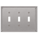 Amerelle Imperial Bead Brushed Nickel 3 gang Metal Toggle Wall Plate 1 pk
