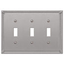 Amerelle Imperial Bead Brushed Nickel 3 gang Metal Toggle Wall Plate 1 pk