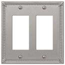 Amerelle Imperial Bead Brushed Nickel 2 gang Metal Decorator Wall Plate 1 pk