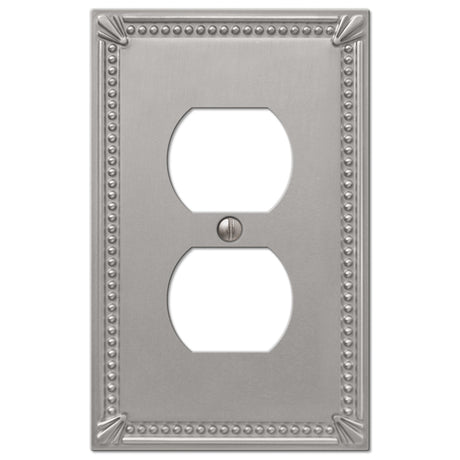 Amerelle Imperial Bead Brushed Nickel 1 gang Metal Duplex Wall Plate 1 pk