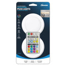Westek White Battery Powered LED Puck Light with Remote 2 pk