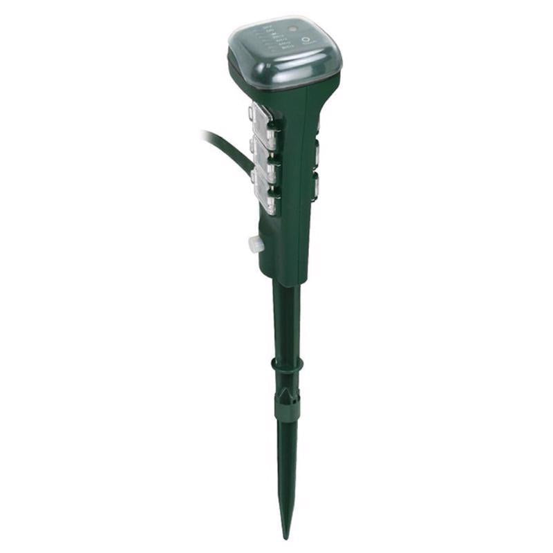 Prime Outdoor 6 Outlet Photocell Power Stake Timer 125 V Green