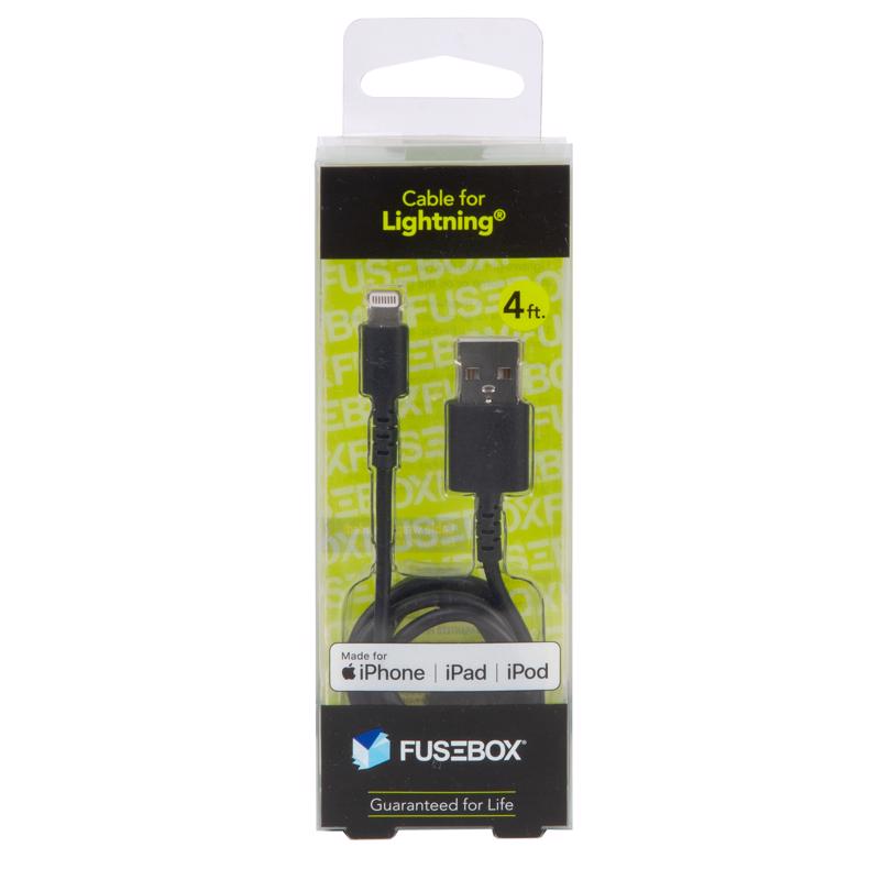 USB CABLE LTNING BLK 4'