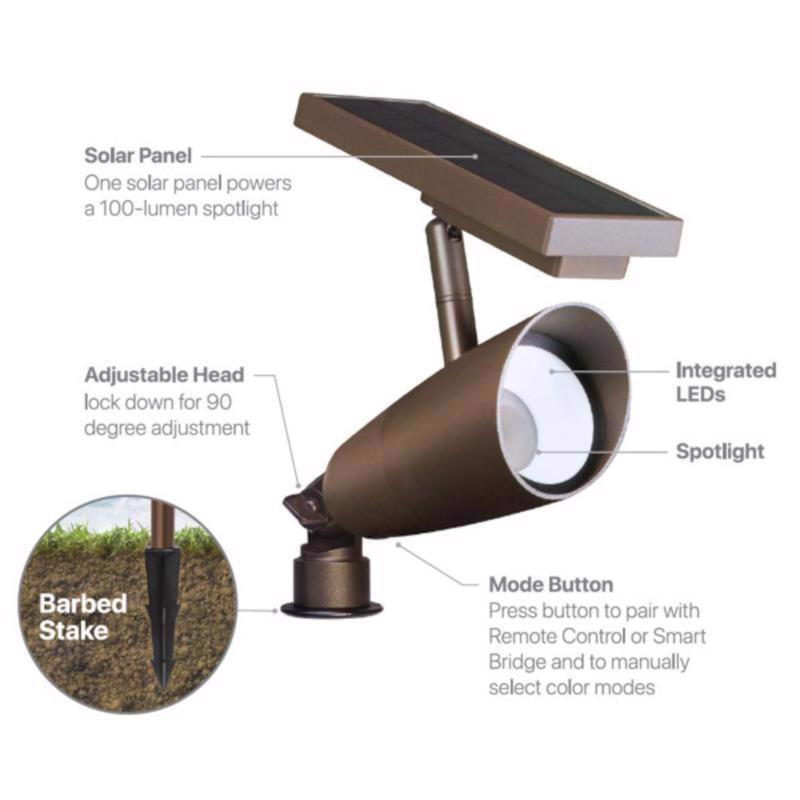 Feit OneSync Bronze Solar Powered/Remote 100 W LED Spotlight 1 pk