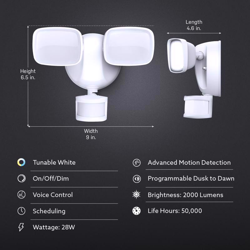 Feit Smart Home Motion-Sensing Hardwired LED White Smart-Enabled Security Floodlight