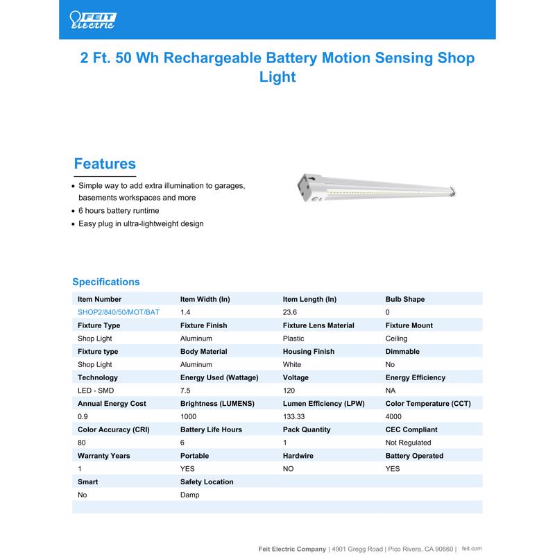 Feit SHOP 24 in. 1-Light each 50 W LED Shop Light