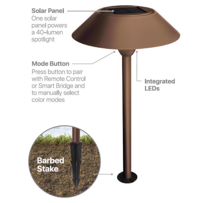 Feit OneSync Bronze Solar Powered 40 W LED Pathway Light 1 pk