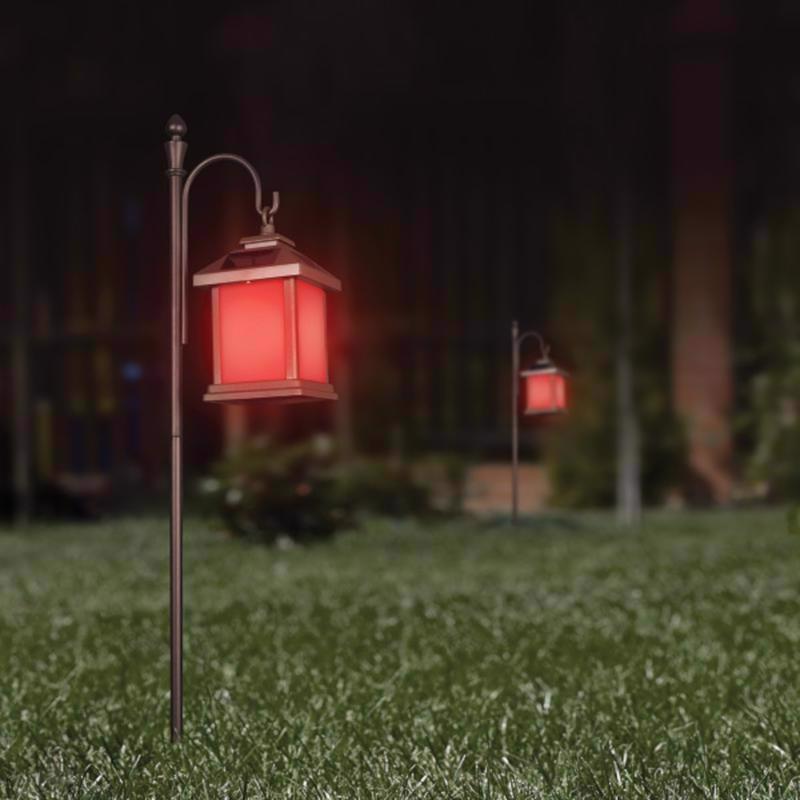 Feit Smart Home 4 in. Solar Power Metal Square Bronze Hanging Pathway Light