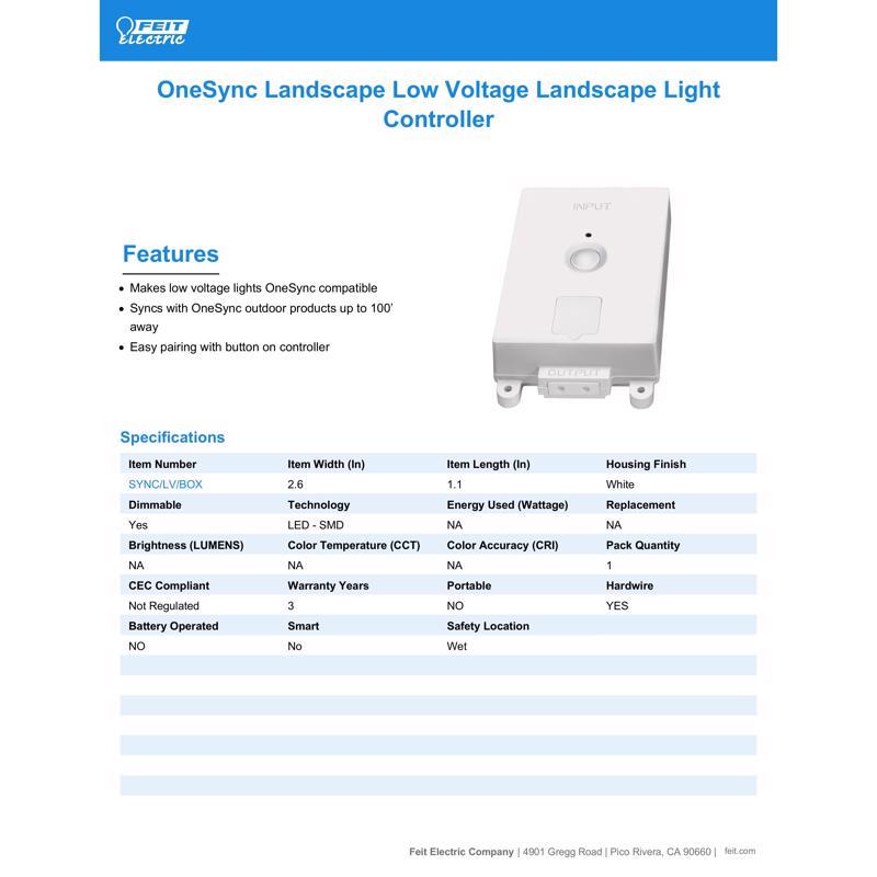 Feit Smart Home Low Voltage 300 W LED Smart-Enabled Landscape Lighting Control Box 1 pk