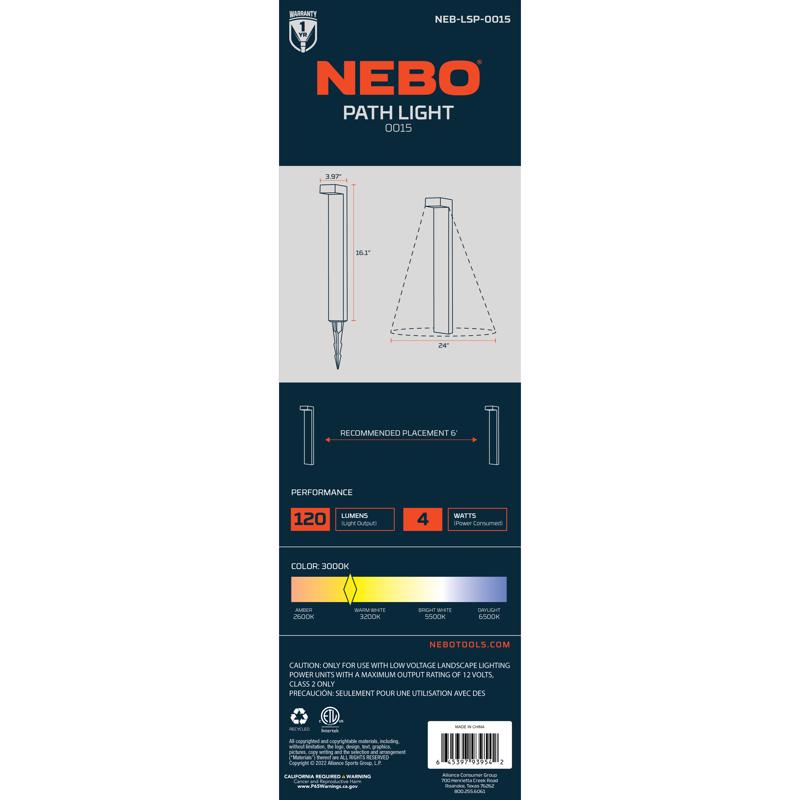 NEBO Low Voltage 4 W LED Pathway Light 1 pk