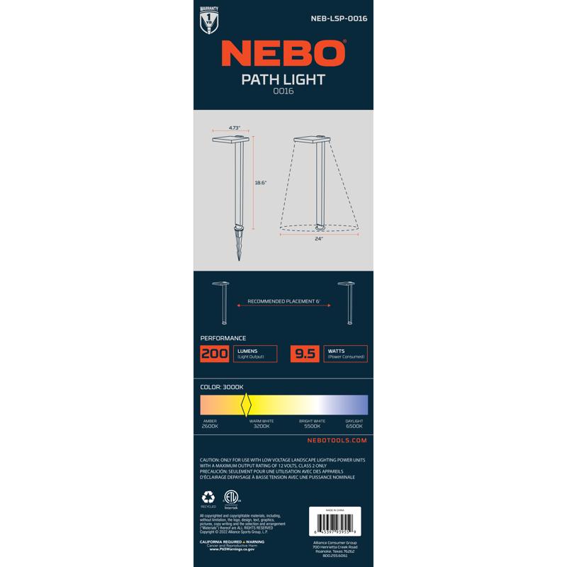 NEBO Oil Rubbed Bronze Brown Low Voltage 3 W LED Pathway Light 1 pk