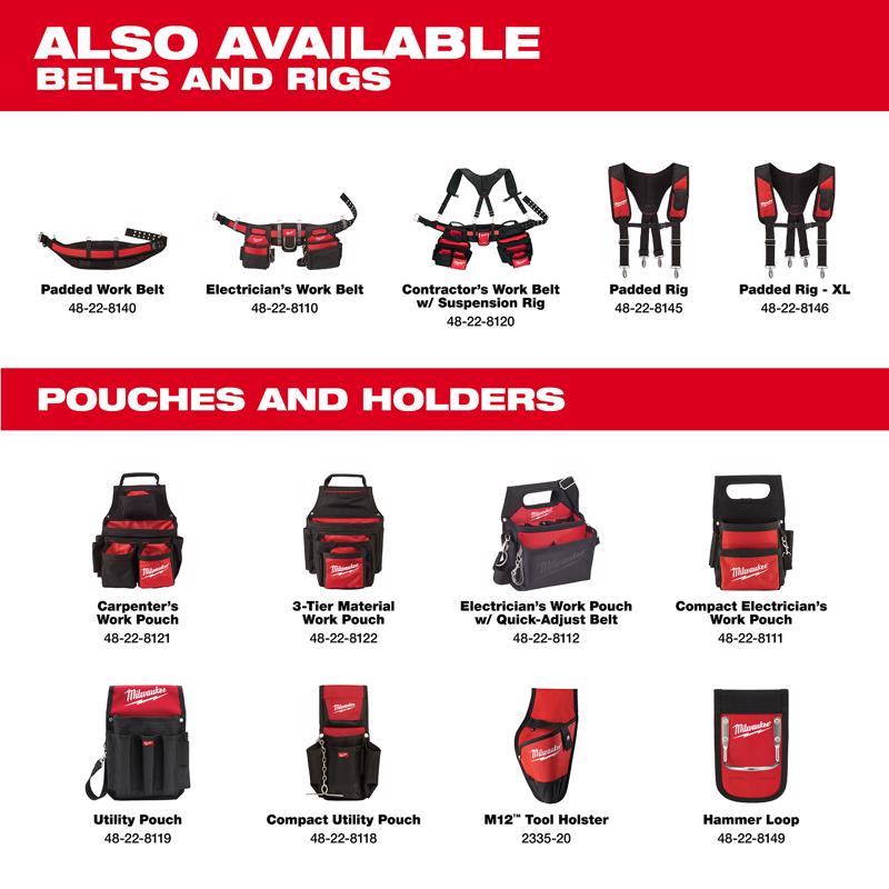 Milwaukee 29 pocket Nylon Work Belt Black/Red