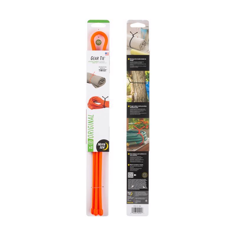 Nite Ize Gear Tie 32 in. L Orange Twist Ties 2 pk