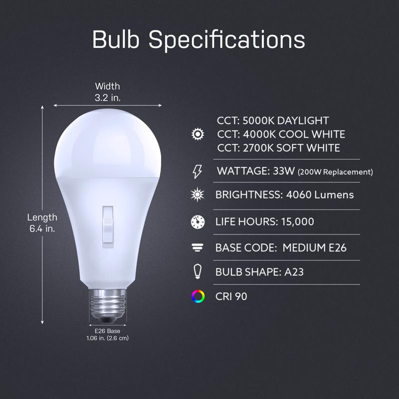 Feit LED Intellibulb A23 E26 (Medium) LED Bulb Tunable White/Color Changing 300 Watt Equivalence 1 p