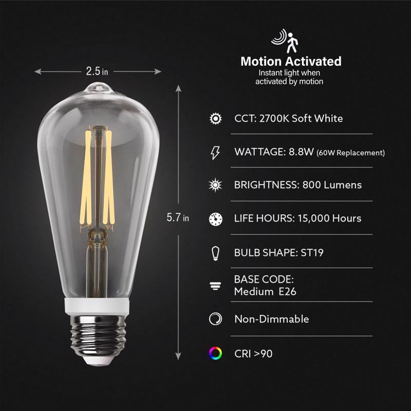 Feit LED Intellibulb ST19 E26 (Medium) LED Motion Activated Bulb Soft White 60 Watt Equivalence 1 pk