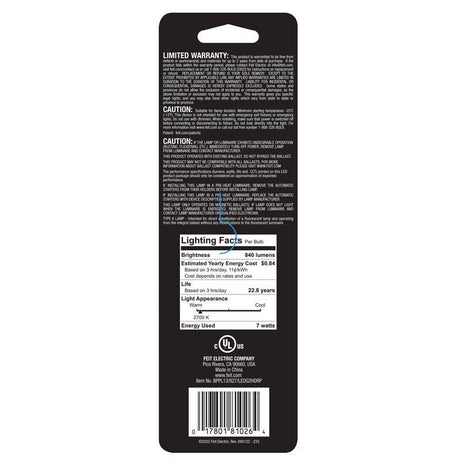 Feit LED Linear PL GX23 LED Tube Light Soft White 13 Watt Equivalence 1 pk