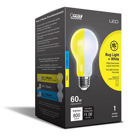 Feit A19 E26 (Medium) LED Bulb Yellow 60 Watt Equivalence 1 pk