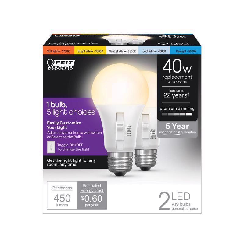 LED BULB A19 40W 2PK