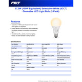 Feit LED A21 E26 (Medium) LED Bulb Tunable White/Color Changing 100 Watt Equivalence 2 pk