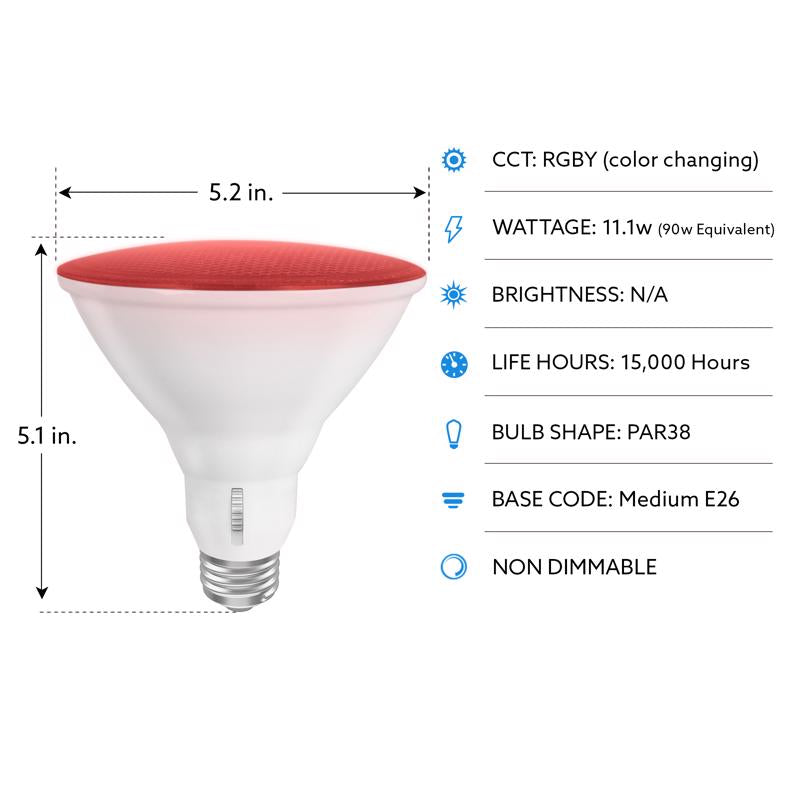 Feit LED Smart PAR38 E26 (Medium) LED Floodlight Bulb Color Changing 90 Watt Equivalence 1 pk