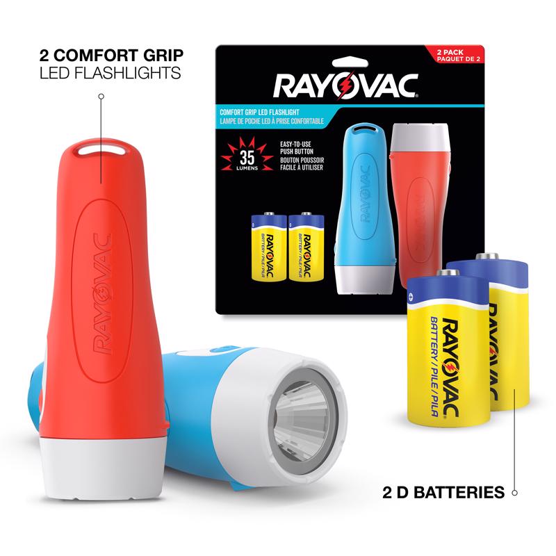 Rayovac Comfort Grip 35 lm Assorted LED Flashlight D Battery