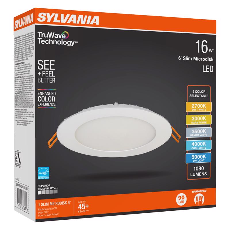 Sylvania TruWave White Disklight Retrofit Kit in. W LED Canless Recessed Downlight 16 W