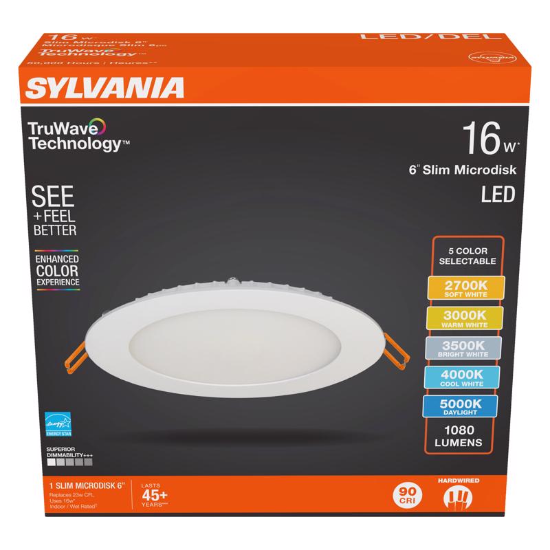 Sylvania TruWave White Disklight Retrofit Kit in. W LED Canless Recessed Downlight 16 W