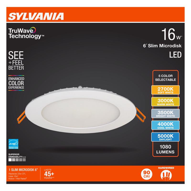 Sylvania TruWave White Disklight Retrofit Kit in. W LED Canless Recessed Downlight 16 W