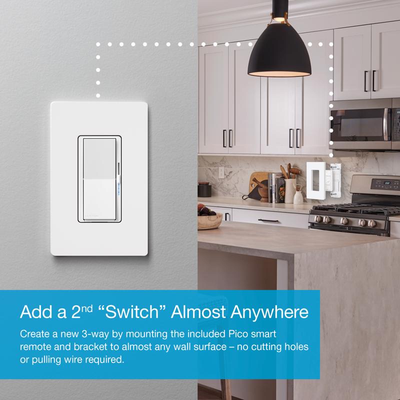 Lutron Caseta Diva White 150 W Toggle Smart-Enabled Dimmer Switch w/Remote Control 1 pk