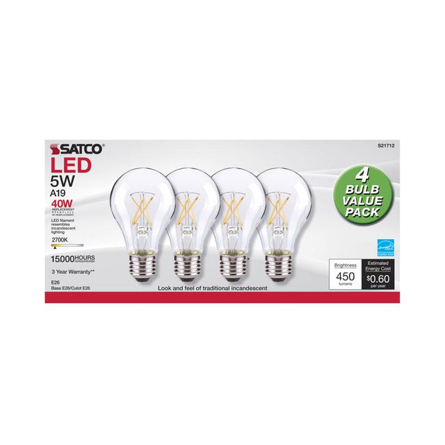 FLMNT LED BULB A19 4PK