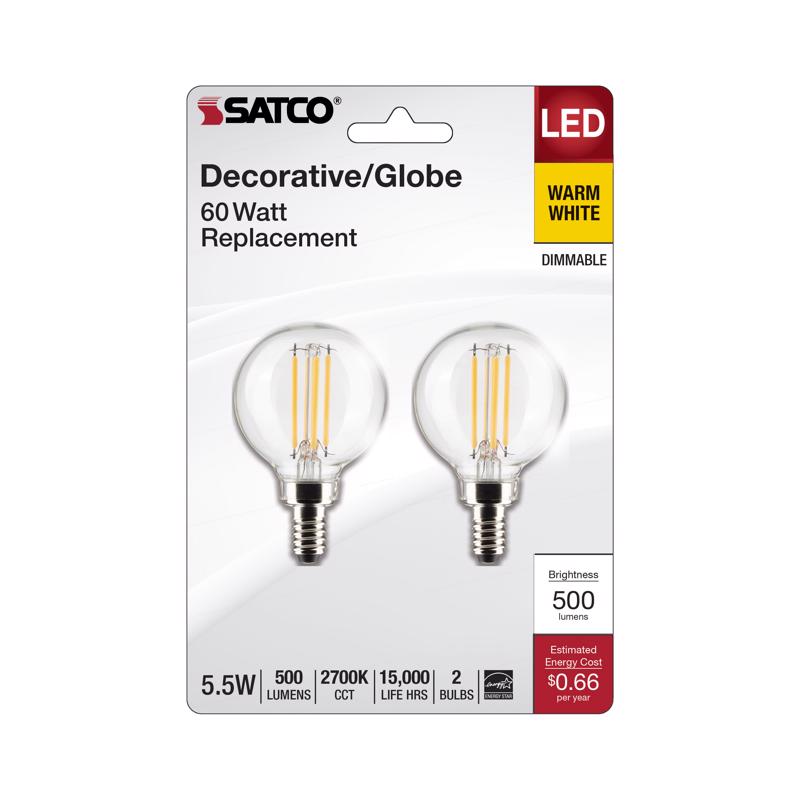 LED GLOBE WW 500LM 2PK