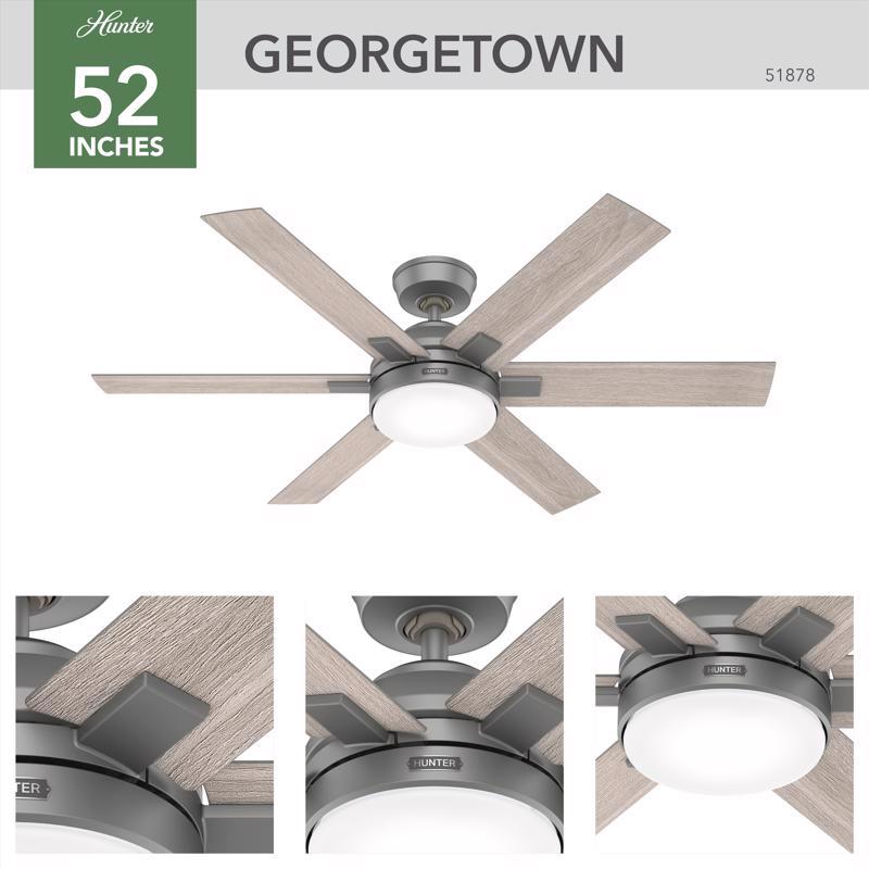 Hunter Georgetown 52 in. Matte Silver Integrated LED Indoor Ceiling Fan