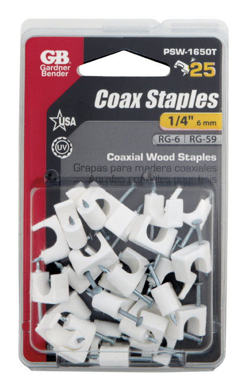 STAPLE COAXL WH 1/4"CD25