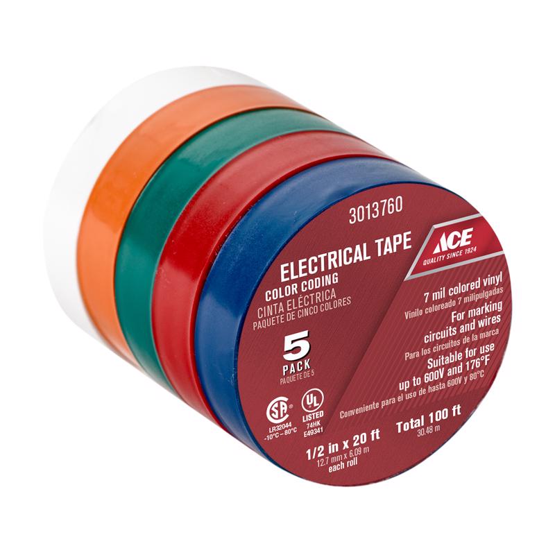 ELEC TP 1/2"X20' 5PK AST