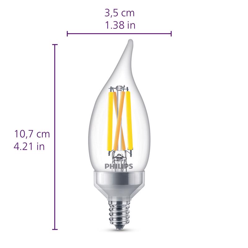 Philips BA11 E12 (Candelabra) LED Bulb Soft White 75 Watt Equivalence 3 pk