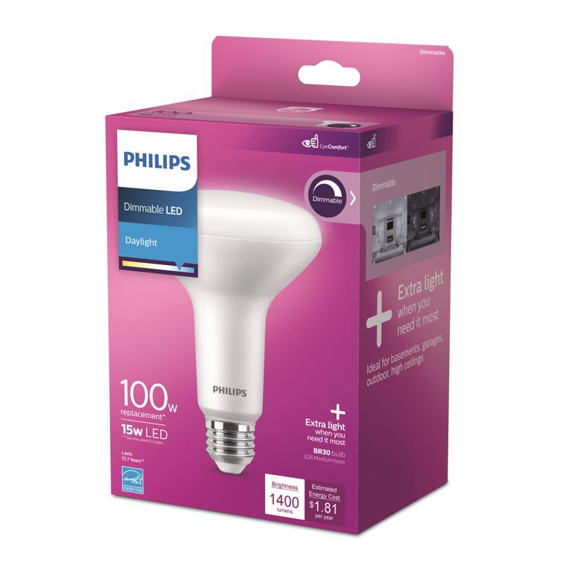 Philips BR30 E26 (Medium) LED Floodlight Bulb Daylight 100 Watt Equivalence 1 pk