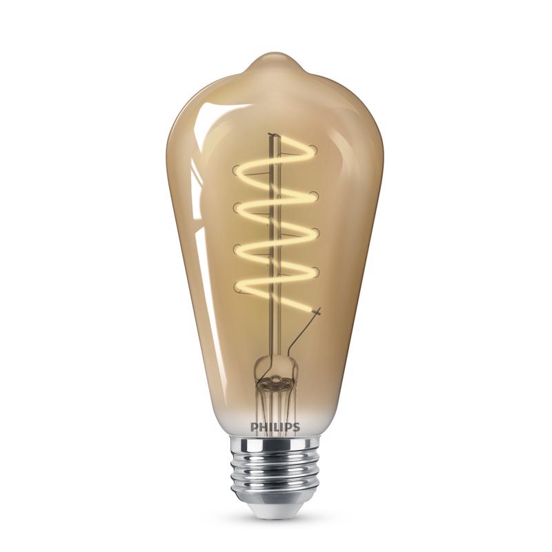 Philips ST19 E26 (Medium) LED Bulb Amber 60 Watt Equivalence 1 pk