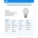 Feit White Filament A15 E26 (Medium) Filament LED Bulb Soft White 40 Watt Equivalence 2 pk