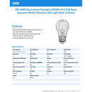 Feit White Filament A15 E26 (Medium) Filament LED Bulb Daylight 40 Watt Equivalence 2 pk