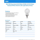 Feit White Filament A15 E12 (Candelabra) Filament LED Bulb Soft White 75 Watt Equivalence 2 pk